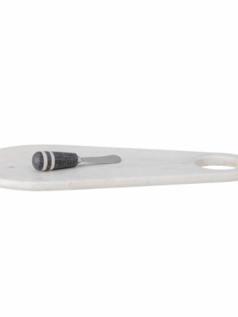 Abrielle Cuttingboard w/knife, White, Marble