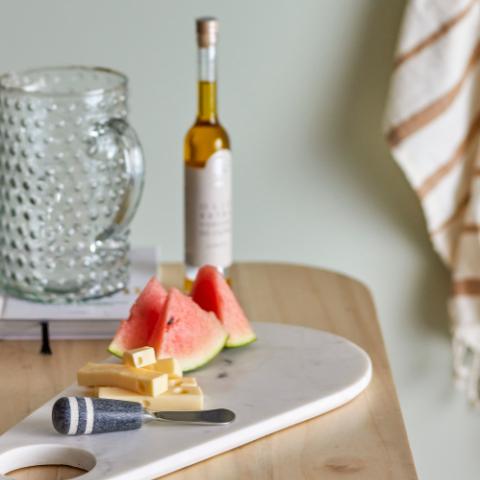 Abrielle Planche de service avec couteau, Blanc, Marbre