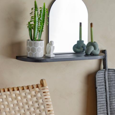 Annlie Mirror w/Shelf, Black, MDF
