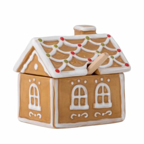 Ginnie Krukke m/Låg & Ske, Brun, Keramik