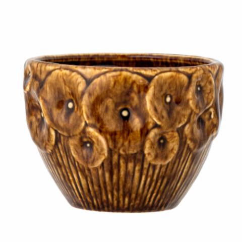 Rokaya Flowerpot, Brown, Stoneware