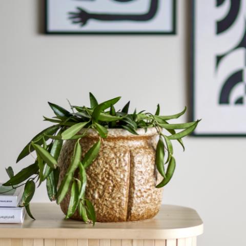 Ritza Pot de fleurs, Marron, Grès