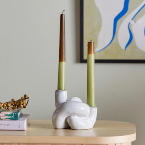 Haydn Kerzenhalter, Weiß, Steingut