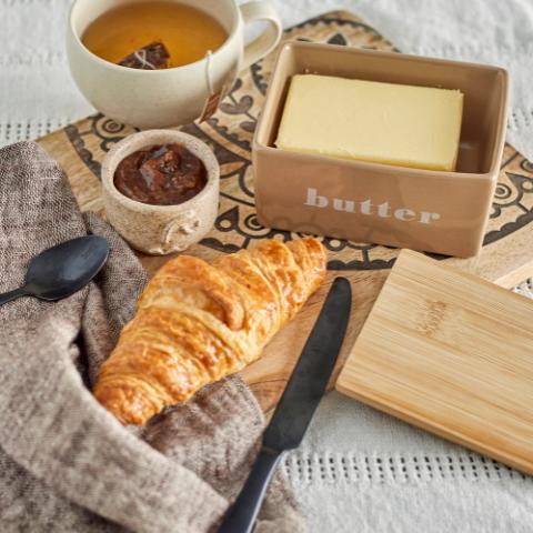 Hanyu Butterdose, Braun, Steingut