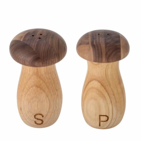 Rahim Salt & Pepper Shaker Set, Brown, Rubberwood