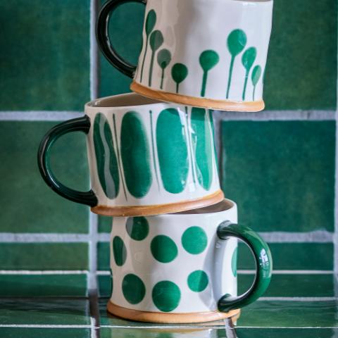 Linora Mug, Green, Stoneware
