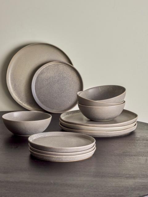 Kendra Dinnerware Set, Grey, Stoneware