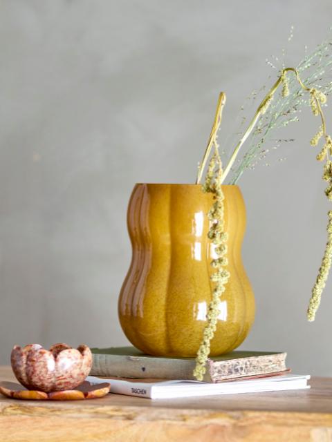 Pumpkin Vase, Brown, Glass