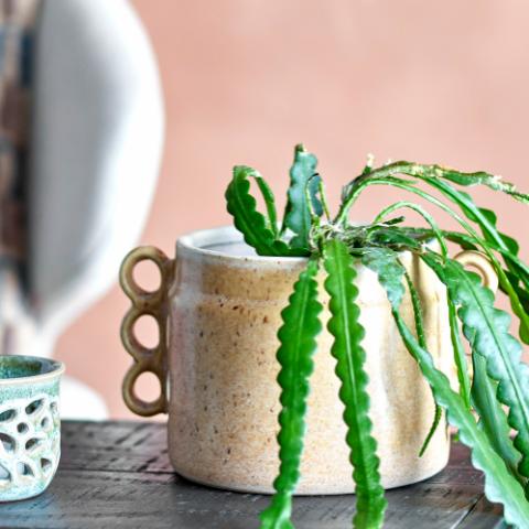 Souri Pot de fleurs, Marron, Grès