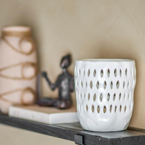 Matil Photophore, Blanc, Grès