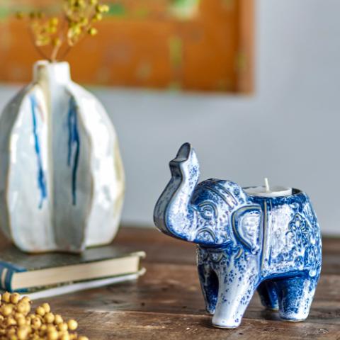 Oliphant Votive, Blue, Stoneware