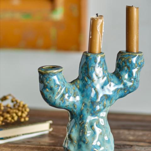 Tahoka Bougeoir, Blue, Grès