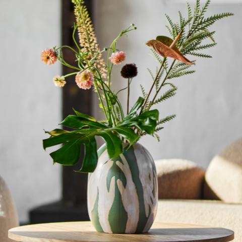 Adalena Deco Vase, Green, Stoneware