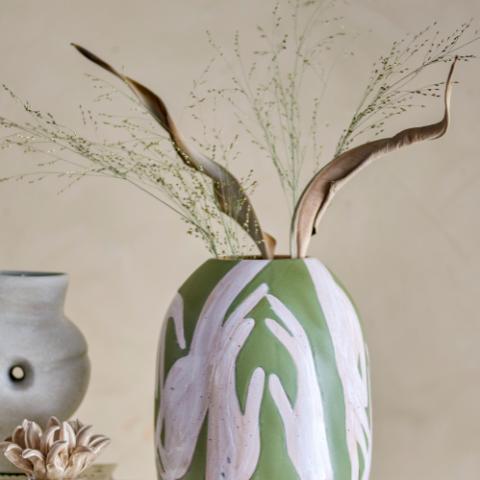 Adalena Deco Vase, Green, Stoneware