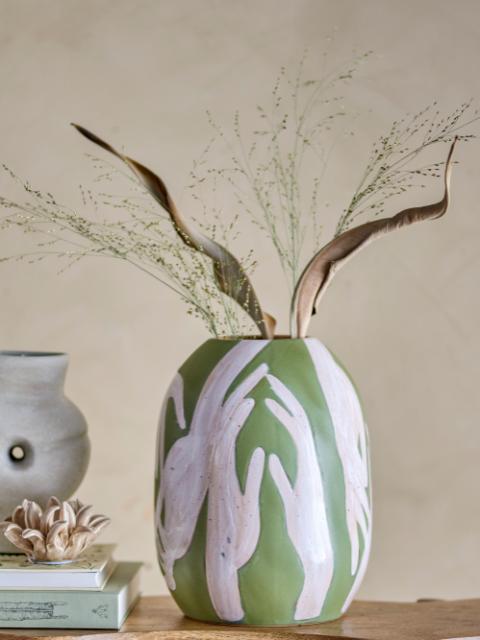 Adalena Vase, Green, Stoneware