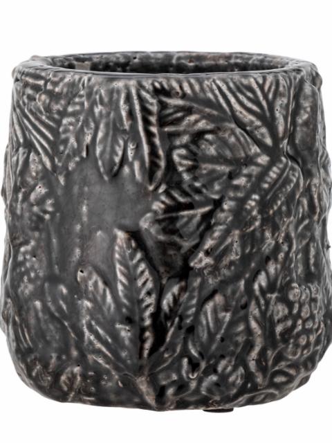 Nikou Pot de fleurs déco, Noir, Terre cuite