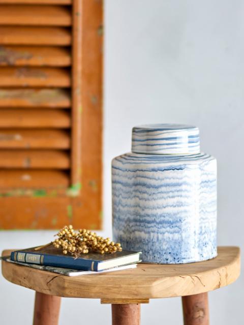 Mahina Jar w/Lid, Blue, Stoneware