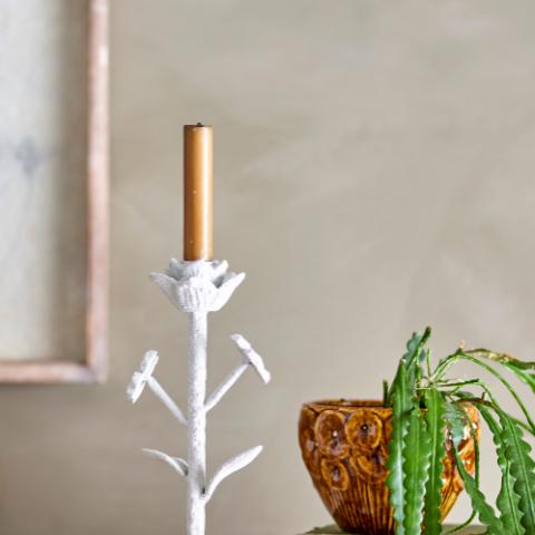 Ranin Candle Holder, White, Iron