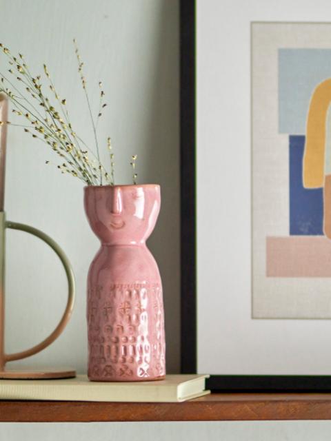 Embla Vase, Pink, Steingut
