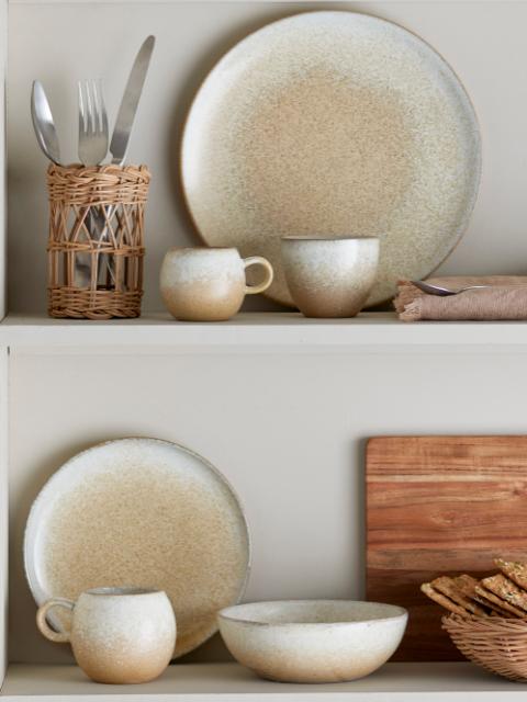 Paula Breakfast Set, Nature, Stoneware
