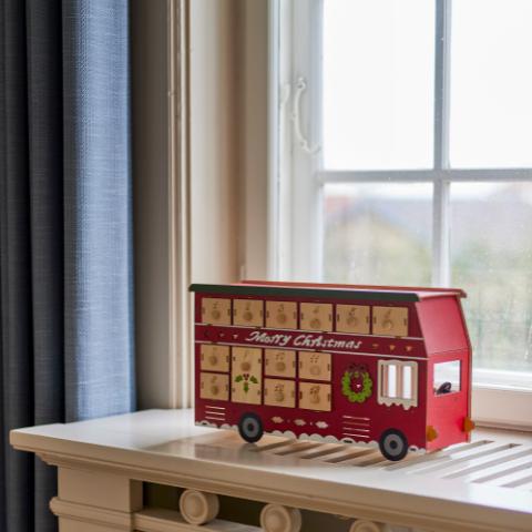 Edward Calendar w/light, Red, Plywood