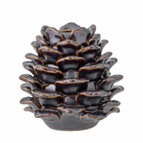 Pine Candle Holder, Brown, Stoneware