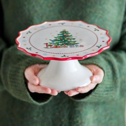 Naive Plateau à gâteau, Rouge, Céramique