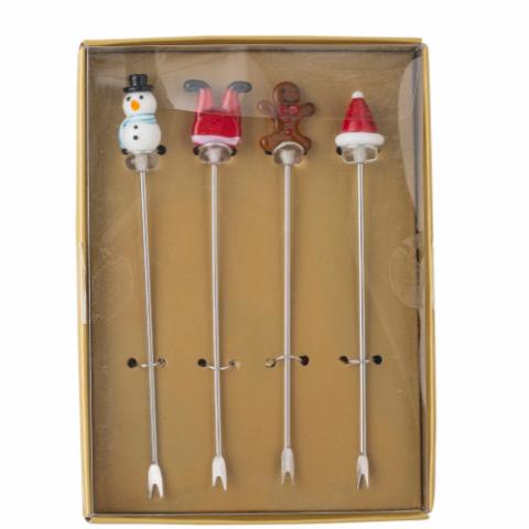 Misa Cocktail Fork, Red, Glass