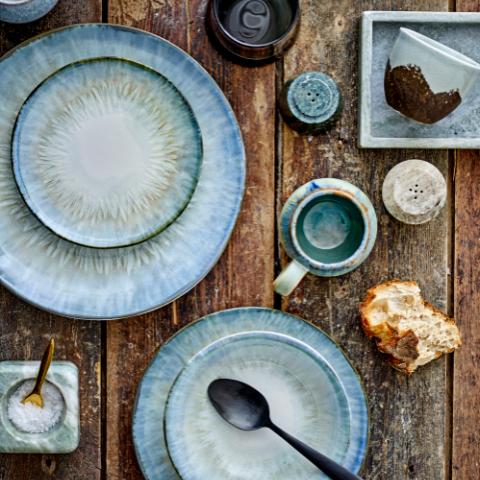 Calen Plate, Blue, Stoneware