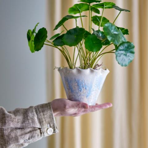 Bertha Pot de fleurs, Blue, Grès