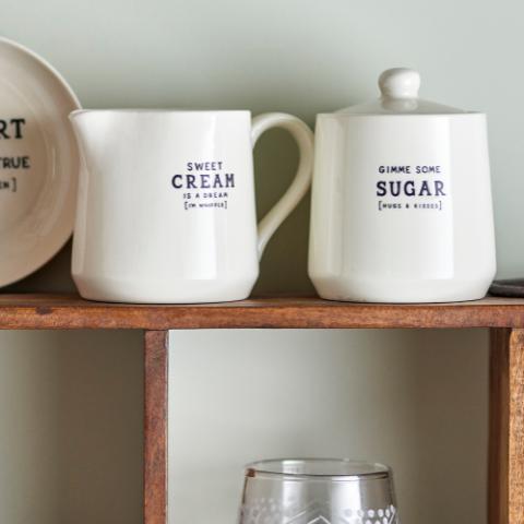 Wendy Pot à lait & sucrier, Blanc, Grès