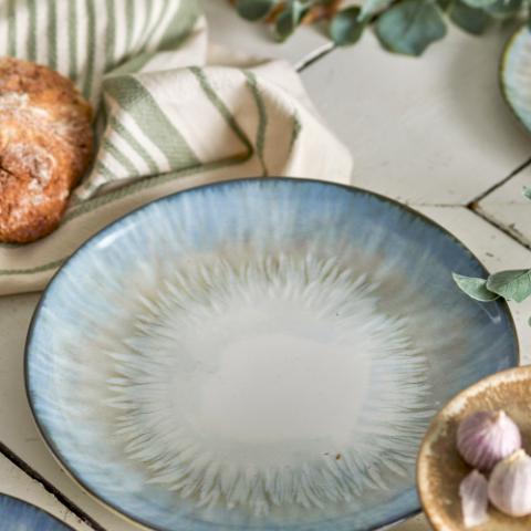 Calen Plate, Blue, Stoneware