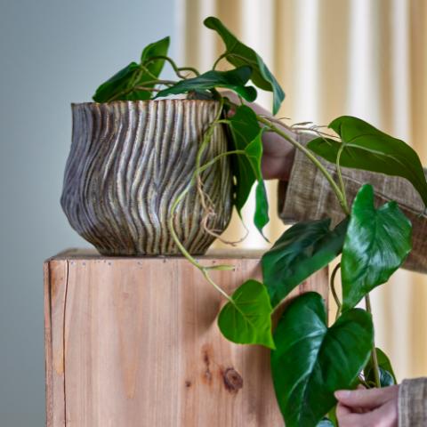 Dua Pot de fleurs, Marron, Grès