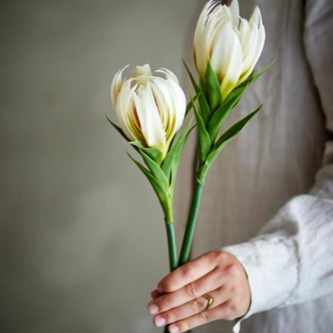 Lily Stem, White, Artificial Flowers