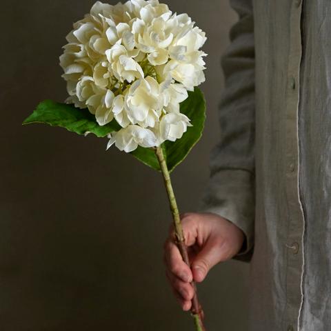 Hydrangea Stem, White, Artificial Flowers