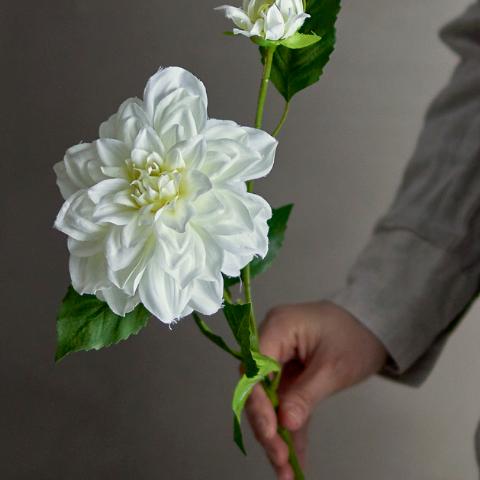 Dahlia Stem, White, Artificial Flowers