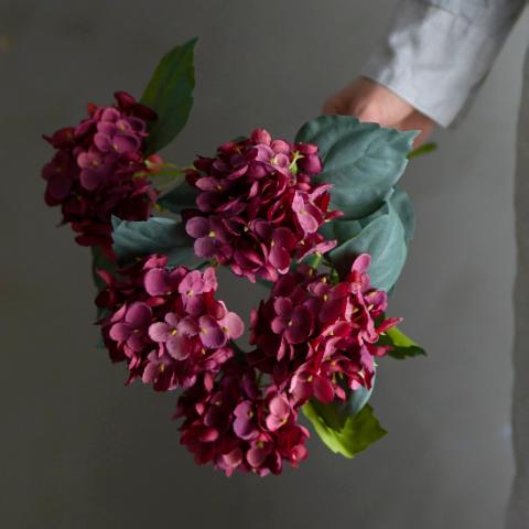 Hydrangea Tige, Rouge, Fleurs artificielles
