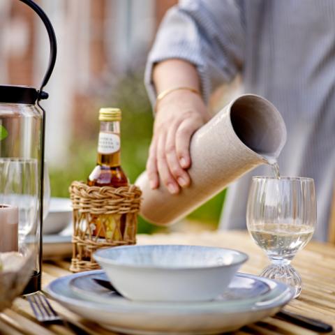 Calen Ensemble de Vaiselle, Bleu, Grès