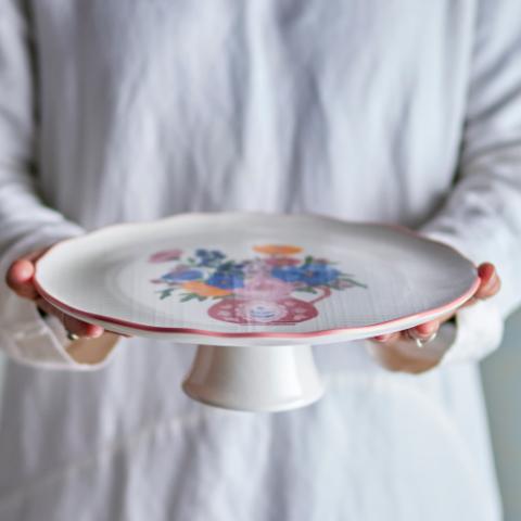 Dorothy Plateau à gâteau, Rose, Grès