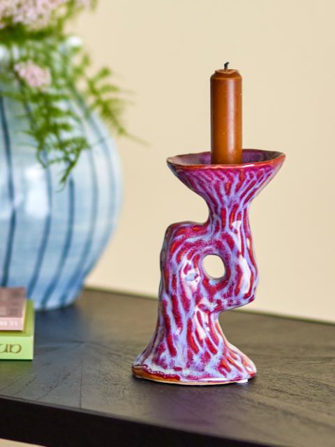 Ivalie Candle Holder, Pink, Stoneware