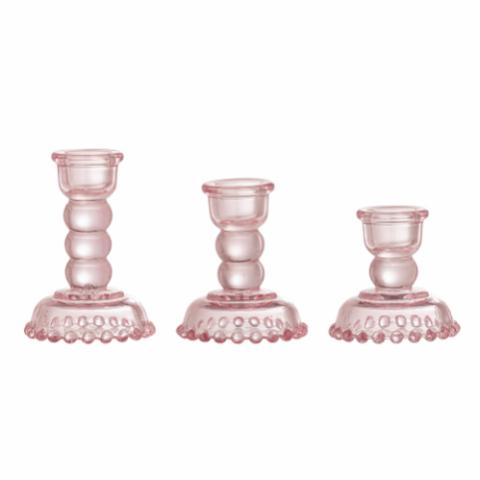 Delphia Candle Holder, Rose, Glass