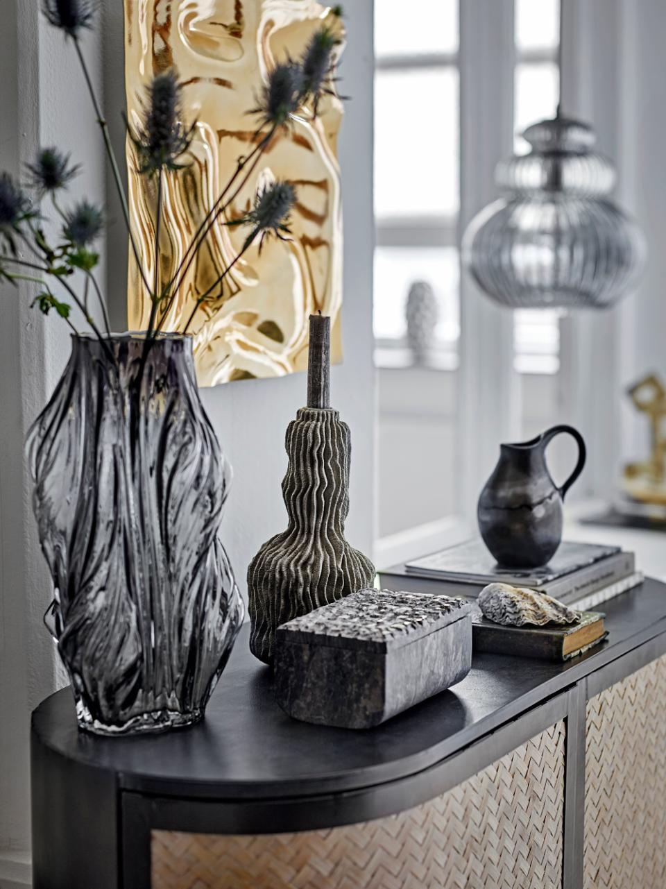 Tulla Vase, Grau, Glas