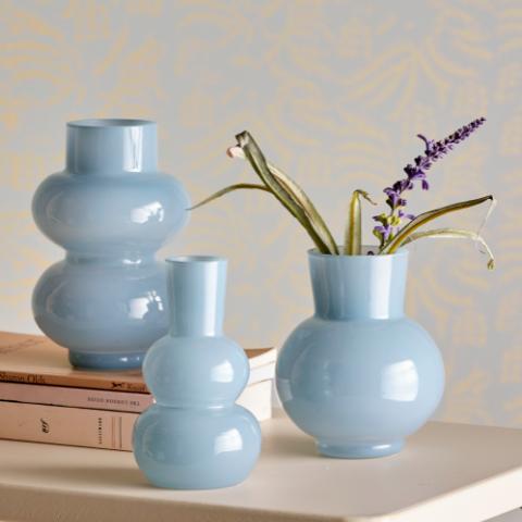 Kinsie Vase, Bleu, Verre