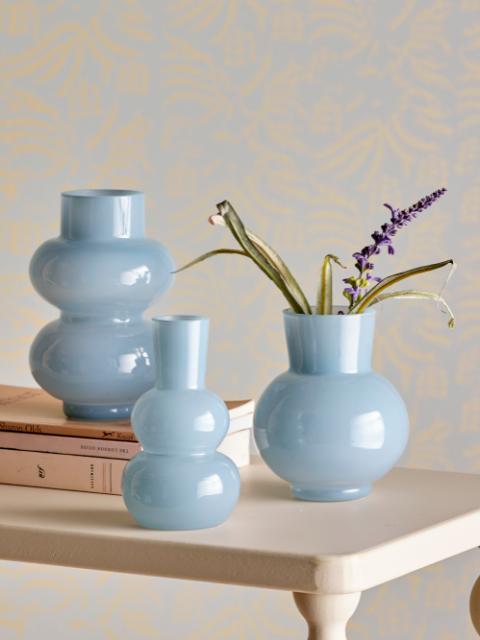Kinsie Vase, Blue, Glass