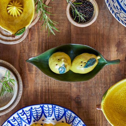 Limone Ensemble de sel et poivre, Jaune, Grès