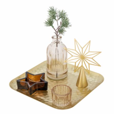 Sanga Tablett mit Teelichthaltern, Gold, Glas