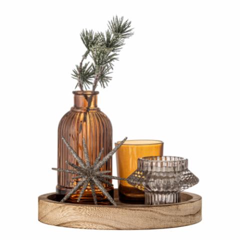 Sanga Bakke m/fyrfadsstage, Brun, Glas