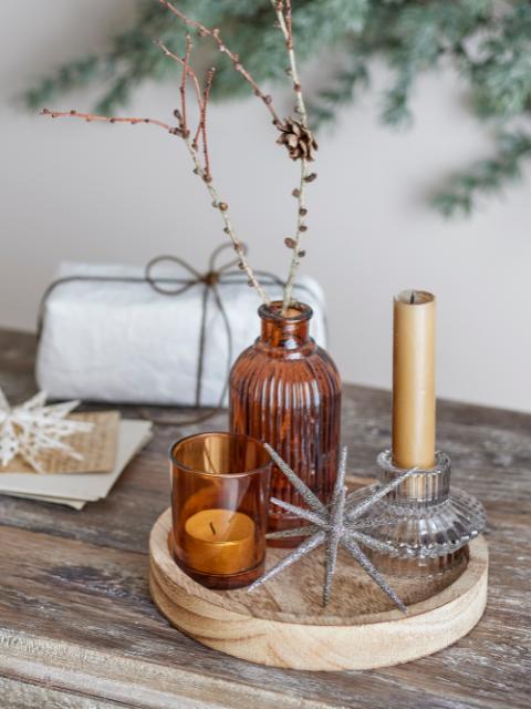 Sanga Tray w/Votive, Brown, Glass