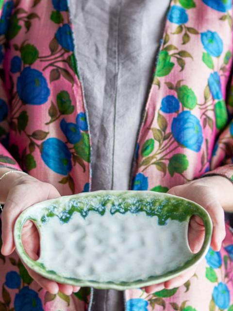 Prim Serving Plate, Green, Stoneware