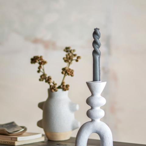 Syra Candle Holder, White, Polyresin